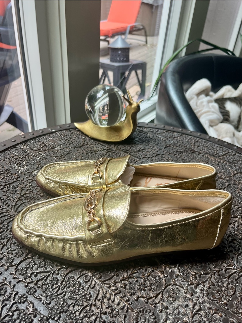 SAM EDELMAN LUCCA BIT LOAFERS IN AMBER GOLD 8.5 - Picture 6 of 11